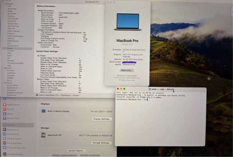 Apple MacBook Pro 16" 2019  i7-9750H Radeon Pro-5300M 32GB RAM 512SSD READ