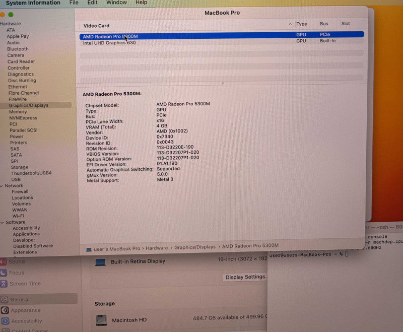 Apple MacBook Pro 16" 2019  i7 9750H Radeon Pro 5300M 32GB RAM 512SSD READ