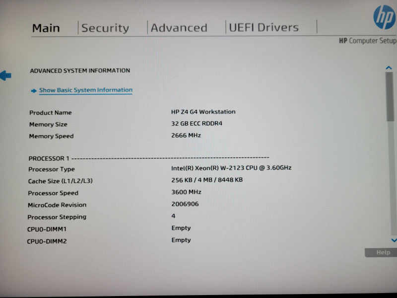HP Z4 G4 WS, Xeon W-2123 3.60GHz, 32GB DDR4, FirePro W5100 750W PSU _