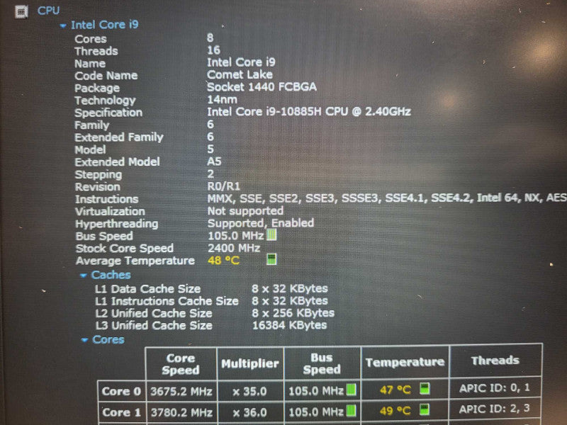 Dell Precision 7550 i9-10885H @ 2.4GHz 64GB DDR4 256GB SSD RTX5000 $ Lap200