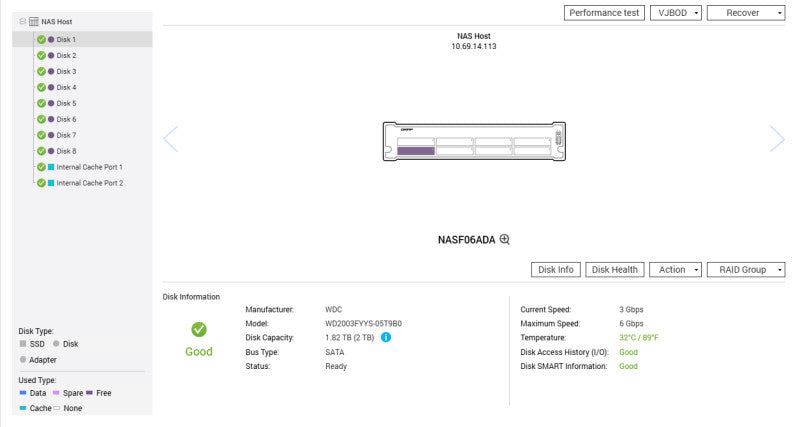 QNAP TVS-871U-RP 8-Bays NAS, i5-4590S, 8GB RAM, 8x 2TB HDDs & 2x128GB mSATA