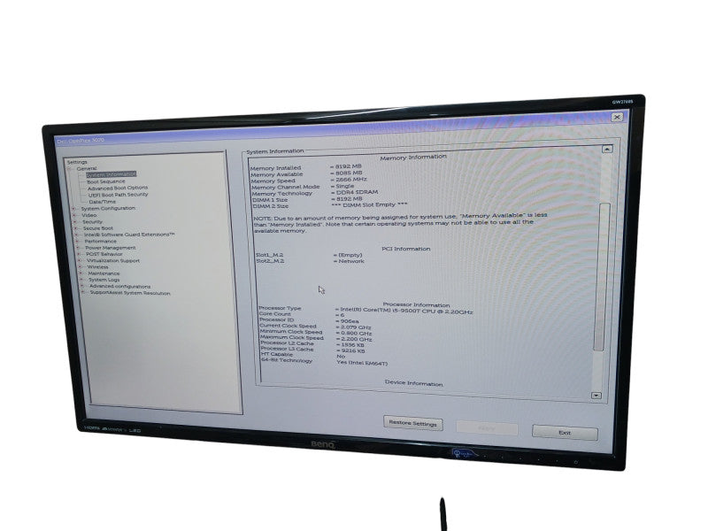 Dell OptiPlex 3070 Intel i5-9500T @ 2.20GHz 8GB RAM USFF Desktop