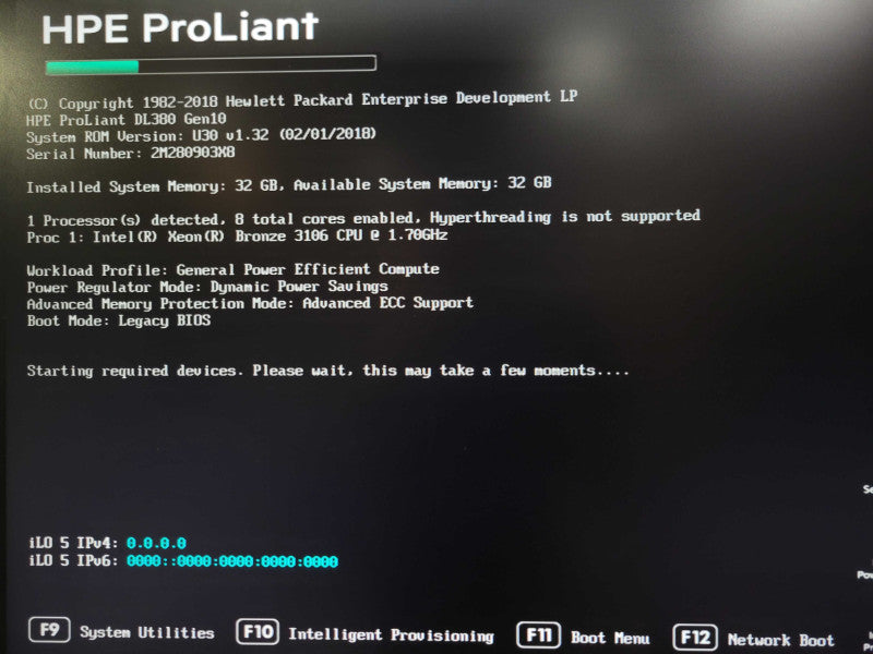 HP ProLiant DL380 Gen10 2U, 1x Xeon Bronze 3106 32GB DDR4 P408i-a SR Gen10  _
