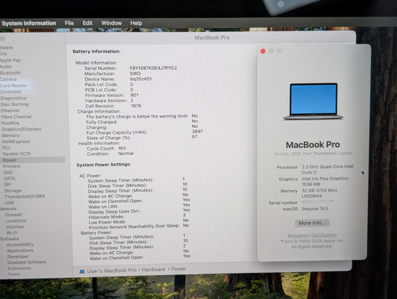 Apple MacBook PRO 13-inch 2020 4x TB Intel Core i7-1068NG7 32GB RAM 500GB  -