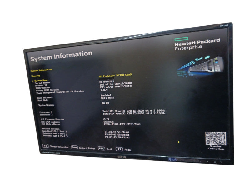HP ProLiant DL360 Gen 9 2 Xeon E5-2620 v4 @2.10Ghz 48GB RAM