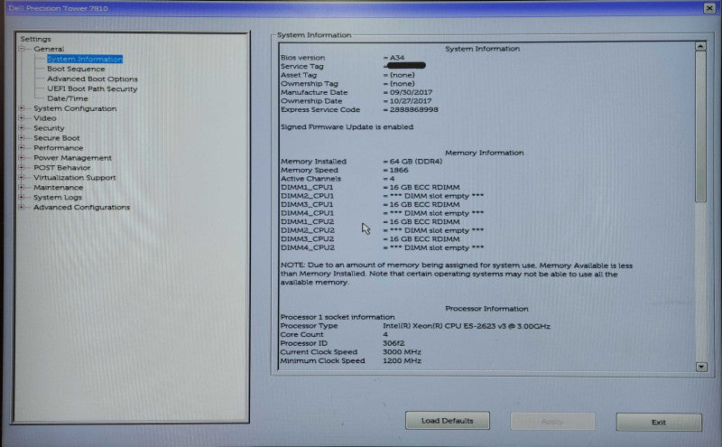 Dell Precision T7810, 2x Xeon E5-2623v3, 64GB DDR4, M2000, No HDD, 825W PSU