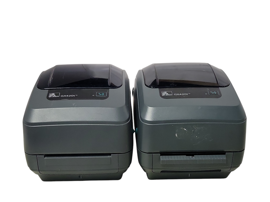 Lot of 2x Zebra GK420t Thermal Label Printers, READ _