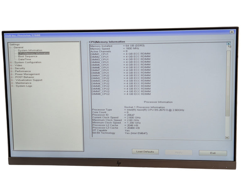 DELL Precision 7600 Dual CPU Workstation Intel Xeon E5-2670 64GB RAM  -