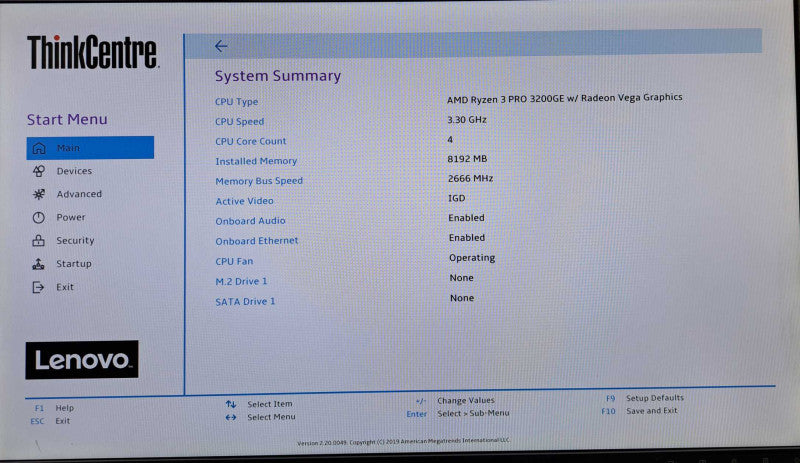Lenovo ThinkCentre M75q-1 | Ryzen 3 PRO 3200GE @3.30GHz, 8GB DDR4, No HDD Q