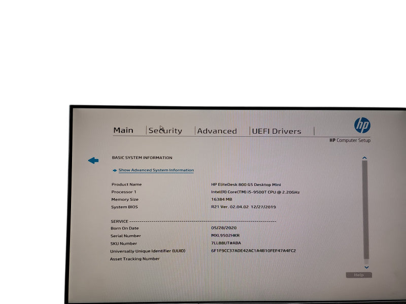HP EliteDesk 800 G5 Micro i5 - 9500T @ 2.20GHz 16GB DDR4 RAM θ