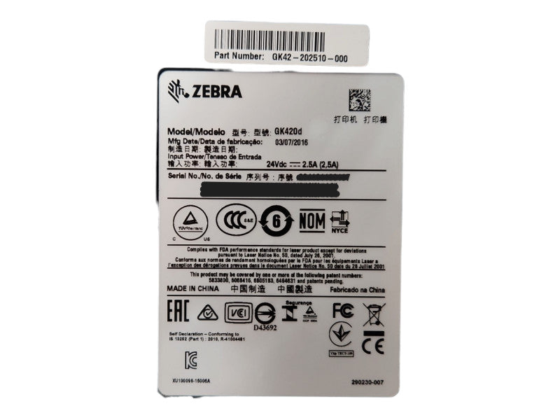 Zebra GK420d Thermal Label Printer GK42-202510-000 | Tested