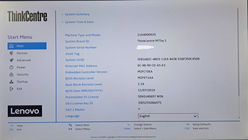 Lenovo M75q-1 Ryzen 3 PRO 3200GE @3.30GHz, 8GB DDR4, 256GB NVMe *READ*