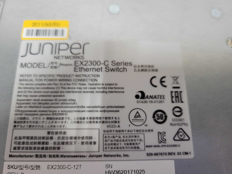 Juniper Networks EX2300-C-12T Compact 12-Port EX2300-C Series Switch, READ Q_