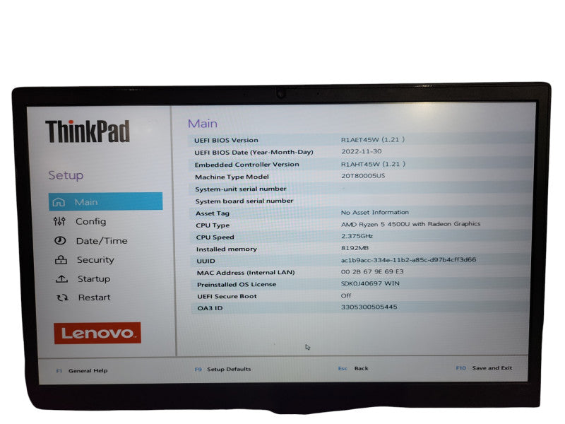 Lenovo ThinkPad E15 Gen 2 Ryzen 5 4500U 8GB DDR4 256GB SSD ! Lap200
