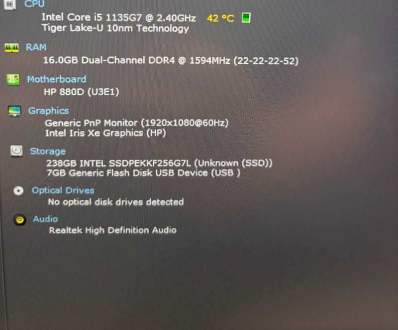 HP EliteBook 840 Aero G8 i5-1135G7@2.4GHz 16GB RAM 256GB SSD  Lap200