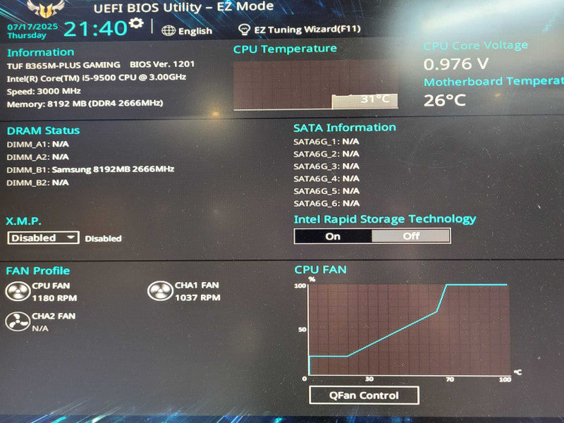 Generic PC TUF B365M-PLUS GAMING i5-9500 3.0GHz 8GB RAM - No HDD