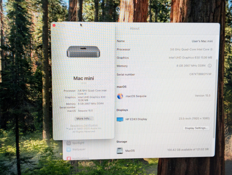 Apple Mac mini Late 2018 Intel Core i3-8100B 8GB RAM 120GB Storage  -