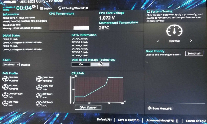 Custom Tower with Asus Prime Z370-A, i5-8600K CPU 3.60GHz, 16 GB RAM