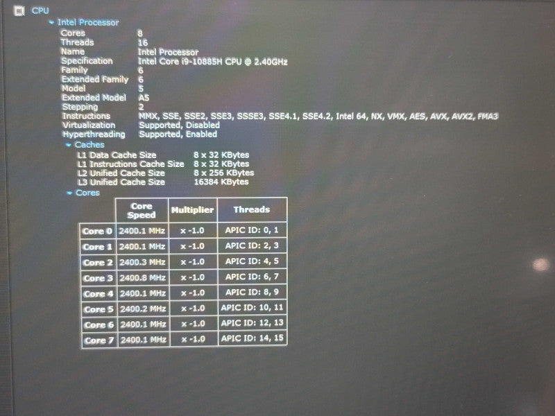 Dell Precision 3551 i9-10885H 16GB DDR4 Quadro P620 256GB SSD READ  β Lap200