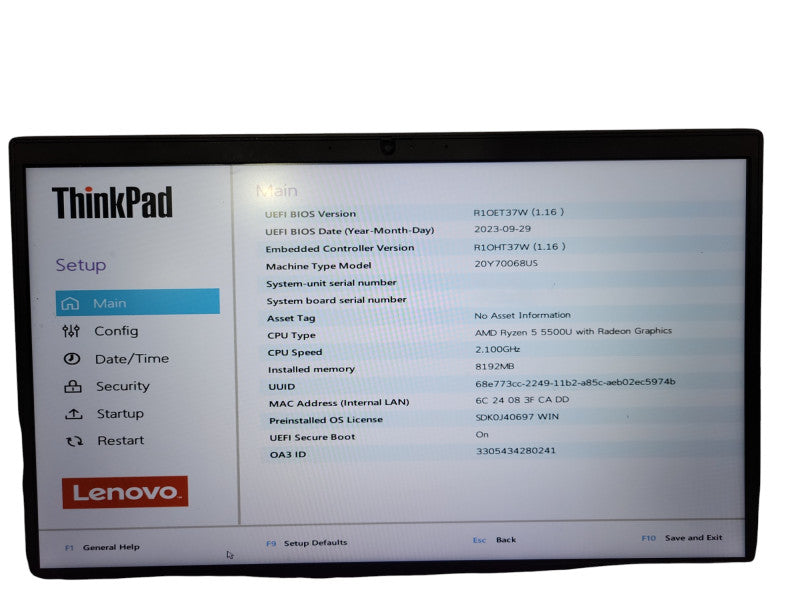 Lenovo ThinkPad E14 Gen 3 6-Core Ryzen 5 5500U @ 2.1GHz 28B DDR4 256GB SSD READ ! Lap200