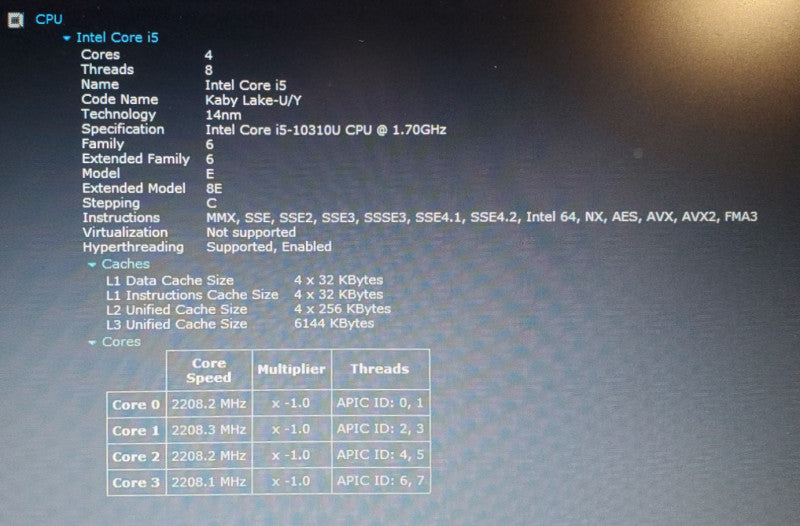 Dell Latitude 5510 Intel Core i5-10310U 32GB DDR4 256GB NVMe + PWR  Lap200