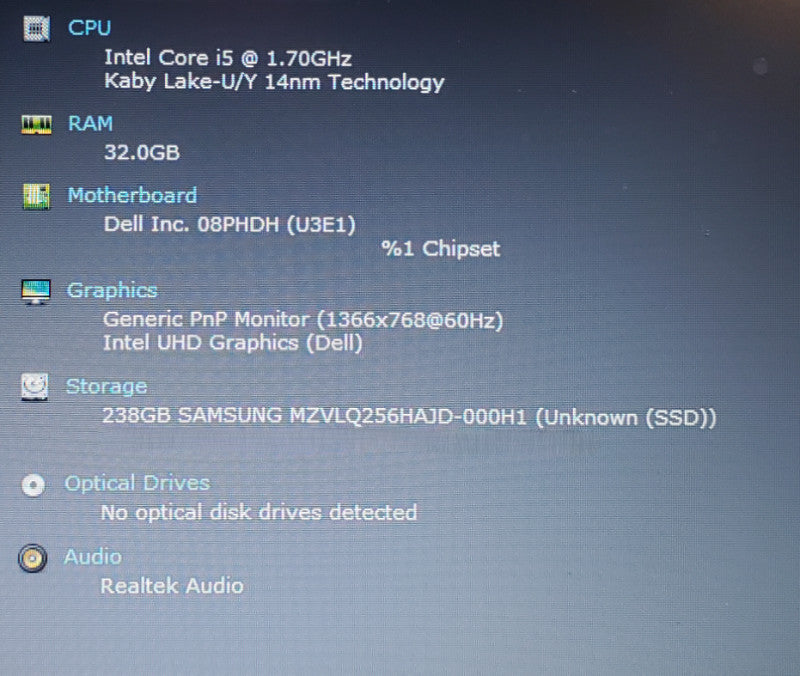 Dell Latitude 5510 Intel Core i5-10310U 32GB DDR4 256GB NVMe + PWR  Lap200