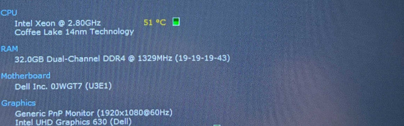Dell Precision 7540 XEON E-2276M RTX 3000 6GB GPU 32GB RAM 256GB SSD Q Lap200