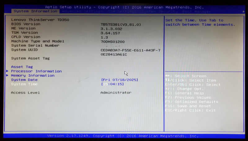 Lenovo ThinkServer TD350 1x Xeon E5-2643 v3 64GB DDR4 - No HDD