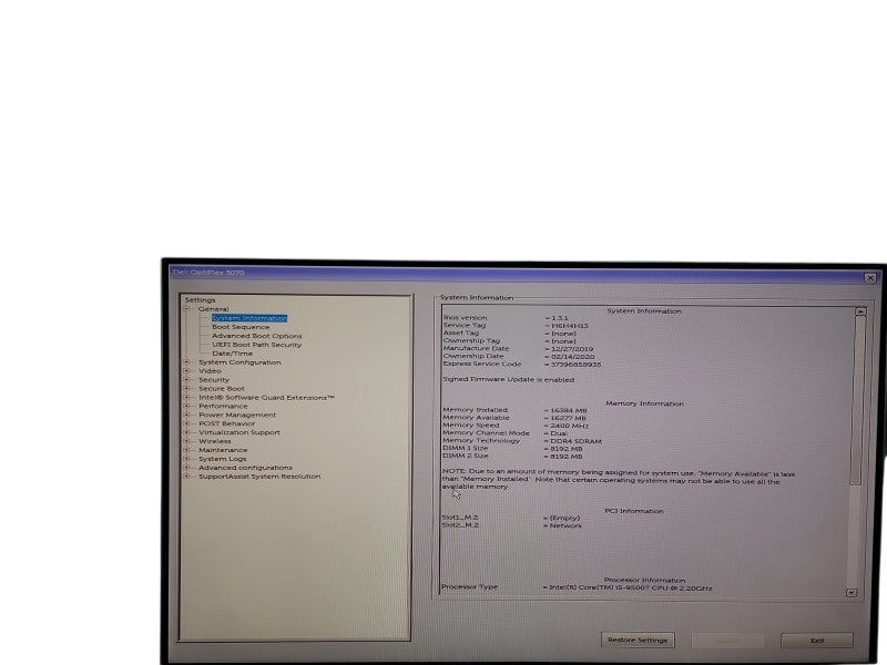 Dell OptiPlex 3070 Micro i5 - 9500T @ 2.20GHz 16GB DDR4 Ram Qθ
