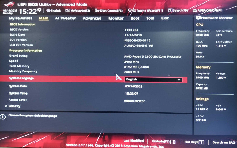 Asus Rog Strix B450-F Gaming Motherboard with AMD Ryzen 5, 8GB RAM - NO HDD