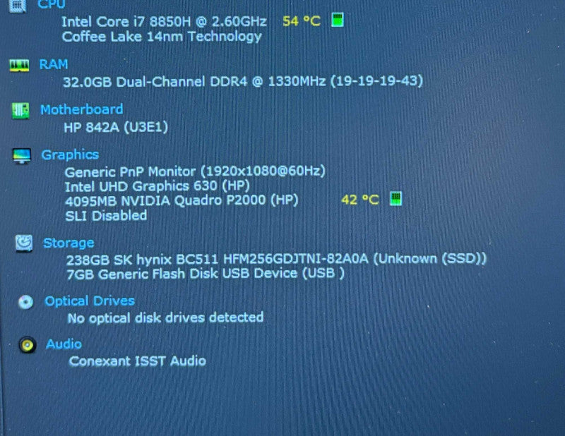 HP ZBook 15 G5 i7-8850H QUADRO P2000 4GB GPU 32GB RAM 256GB SSD  Lap200