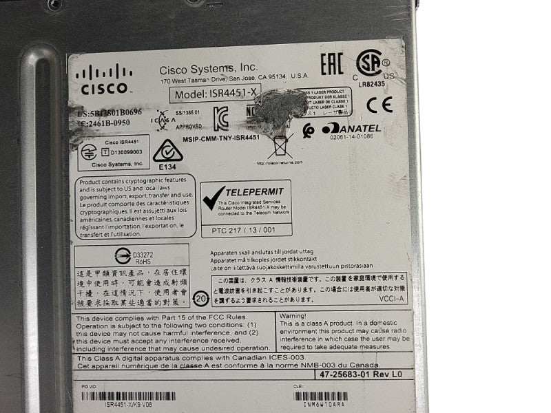 Cisco 4400 Series ISR4451-X/K9 V08 | Integrated Services Routers $