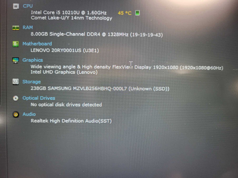 Lenovo ThinkPad T490 i5-10310U 8GB RAM 256GB NVMe READ $ Lap200