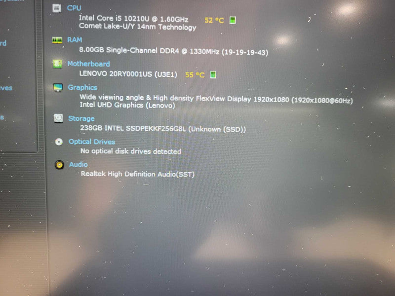 Lenovo ThinkPad T490 i5-10310U 8GB RAM 256GB NVMe READ $ Lap200