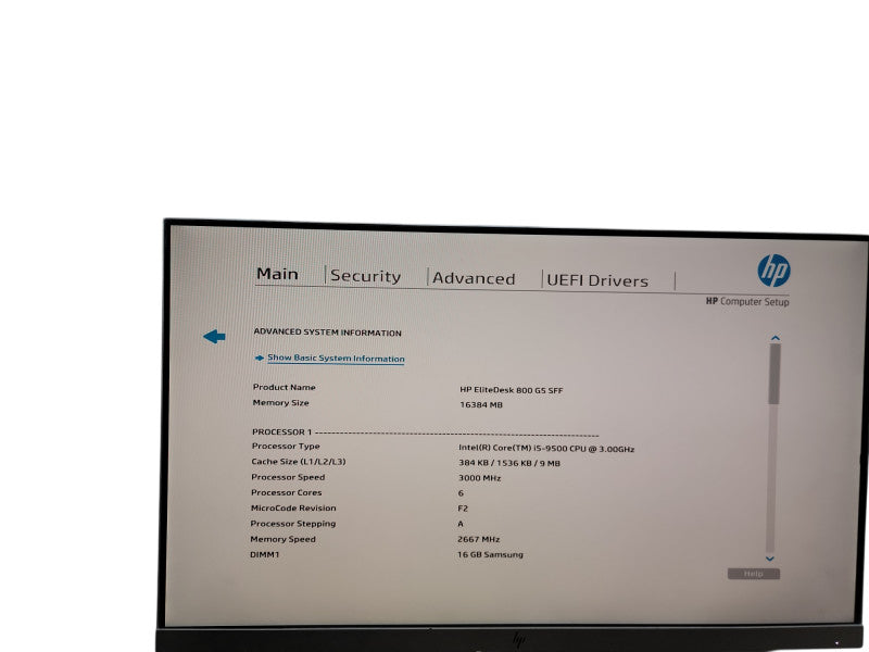 HP EliteDesk 800 G5 SFF i5 - 9500 @ 3.00GHz 16GB DDR4 Ram θ