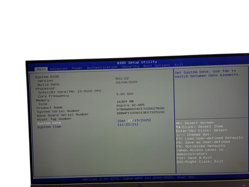 Acer Aspire XC - 885 SFF i3 - 9100 @ 3.60GHz 16GB DDR4 Ram θ