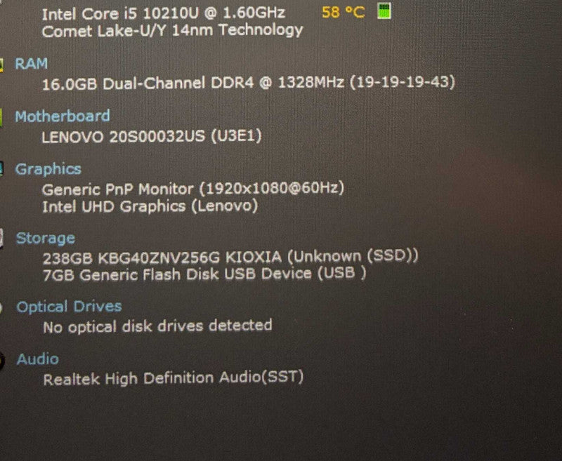 Lenovo ThinkPad T14 Gen 1 Core i5-10210U@1.60GHz 16GB RAM 256GB SSD Q Lap200
