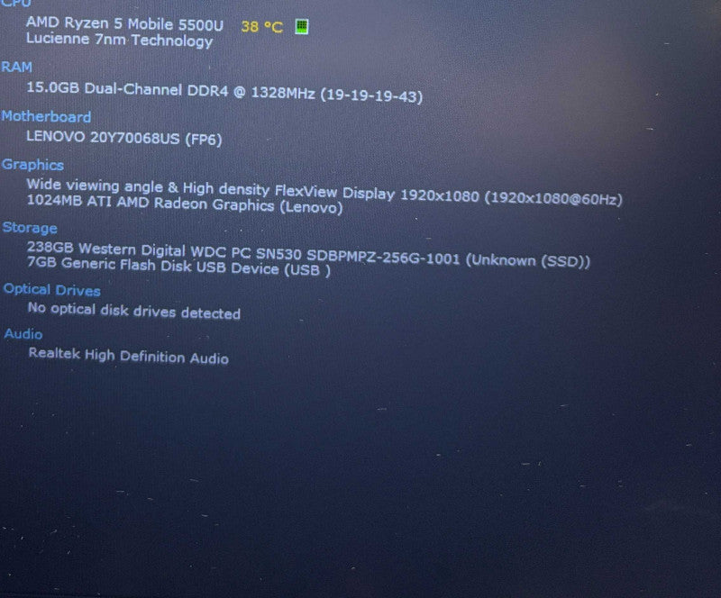 Lenovo ThinkPad E14 AMD Ryzen 5 5500U 16GB RAM 256GB SSD  Lap200
