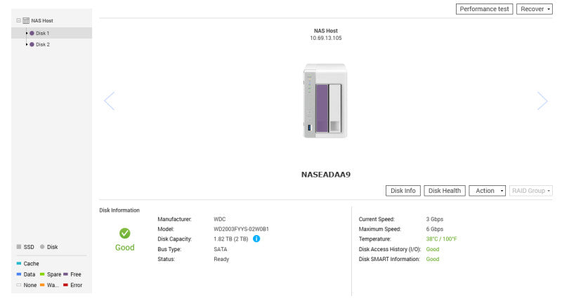 QNAP TS-231 2 Bay NAS with 2x 2TB HDDs, No Power adapter