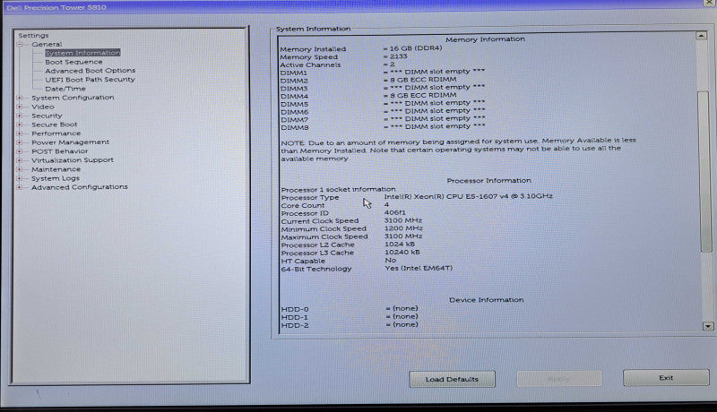 Dell Precision 5810 Tower | Xeon E5-1607 v4 @3.10GHz, 16GB DDR4, No HDD/GPU