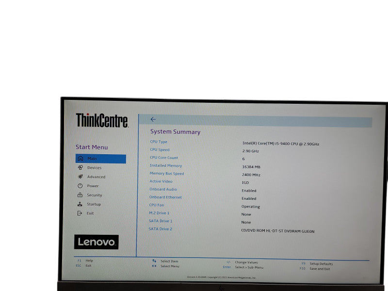 Lenovo ThinkCentre M720e i5 - 9400 @ 2.90GHz 16GB DDR4 Ram  Qθ