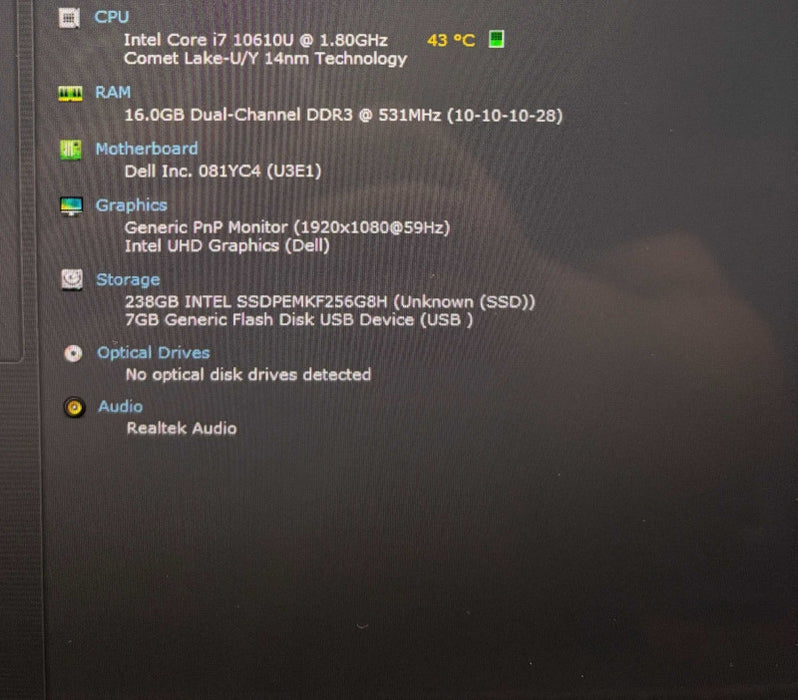 Dell Latitude 9410 TOUCH Core i7-10610U@1.8GHz 16GB RAM 256GB SSD  Lap200