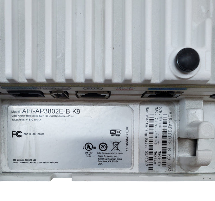 Cisco AIR-AP3802E-B-K9 Aironet 802.11ac Wireless AP