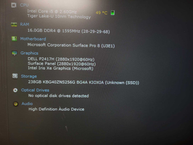 Microsoft Surface Pro 8 1983 13" i5-1145G7 @ 2.6GHz 16GB RAM 256GB SSD READ $ Lap200