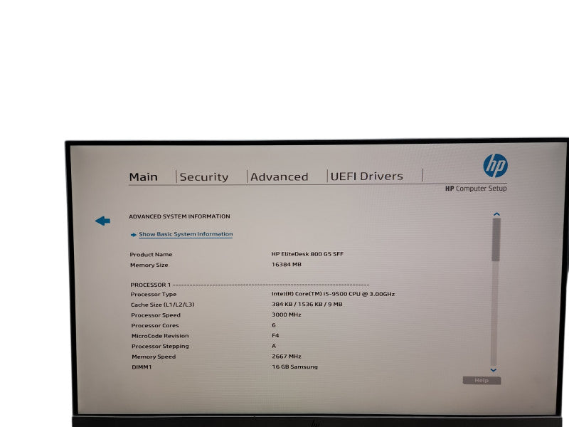 HP EliteDesk 800 G5 SFF i5 - 9500 @ 3.00GHz 16GB DDR4 Ram θ