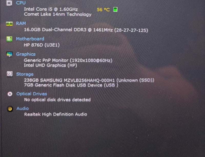 HP EliteBook x360 1040 G7 TOUCH i5-10210U 16GB 256SSD No Power Adapter Q Lap200