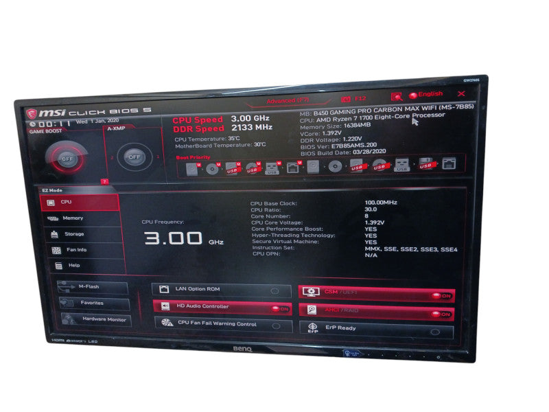 MSI Gaming Pro Carbon Max Wifi Motherboard & AMD Ryzen 7 1700 CPU Combo