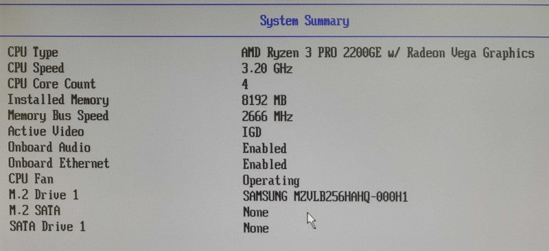 Lenovo ThinkCentre M715q - Ryzen 3 PRO 2200GE @ 3.20GHz 8GB RAM 256GB NVMe