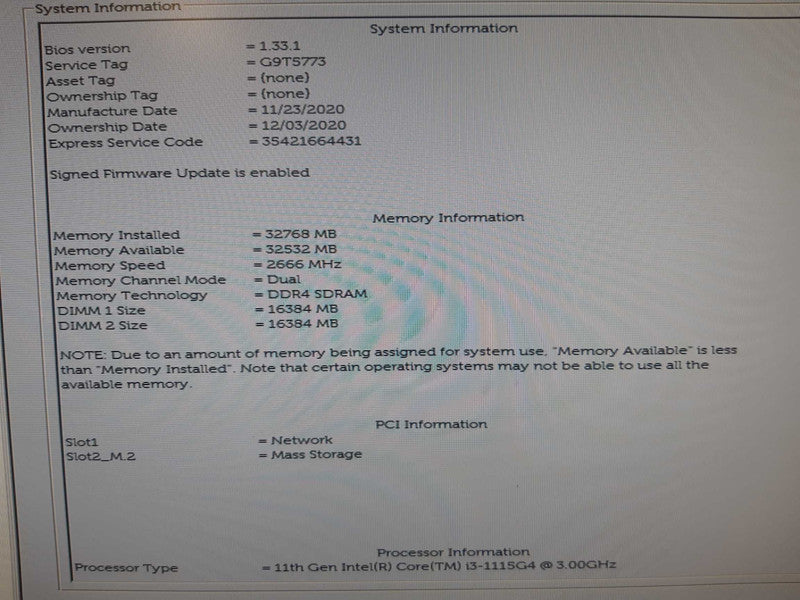 Dell Inspiron 5400 AIO i3-1115G4 3.00 GHz 32GB DDR4 RAM, 480 GB M.2 Storage