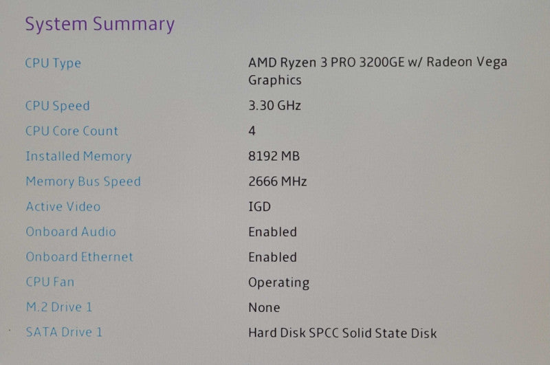 Lenovo ThinkCentre M75q-1 Ryzen 3 PRO 3200GE @ 3.30GHz, 8GB RAM, 512GB SSD